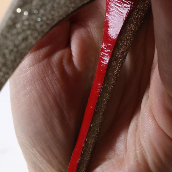 Pigalle Follies 100mm Ivory Champagne Gold Glitter Evening Pumps d121 - Picture 8 of 12